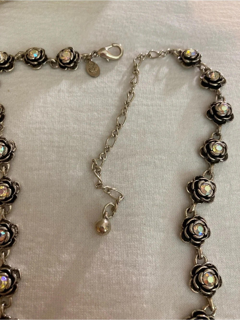 Ann Taylor Flower Link Necklace with Aurora Borealis Crystals